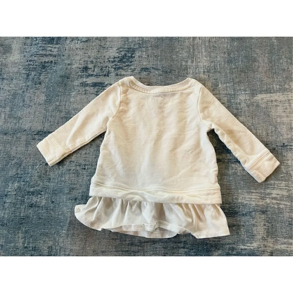 Oshkosh B'gosh White Long Sleeve Ruffle Hem Sweater w Glitter Snowflake 6 Months